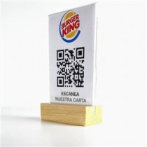 Portacarteles de metacrilato con base de madera A5