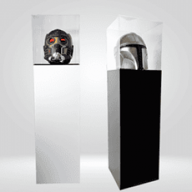 Caja expositora de metacrilato con pedestal de 35x35x115 cm