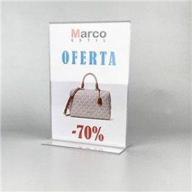 Portamenús de metacrilato doble cara A6