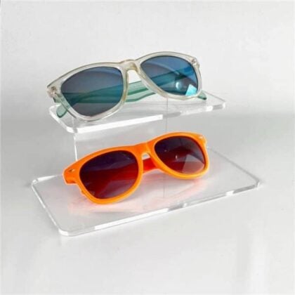 Expositor de metacrilato para 2 gafas alto 7.5 cm