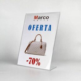 Portacarteles de metacrilato inclinado A6