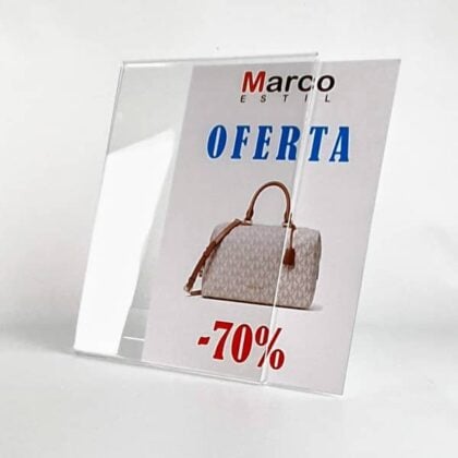 Portacarteles de metacrilato de sobremesa