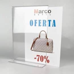 Portacarteles de metacrilato vertical a dos caras  A3