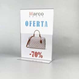 Portacarteles de metacrilato vertical a dos caras  A4