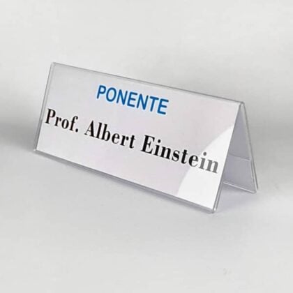 Portanombres de metacrilato inclinado horizontal a dos caras