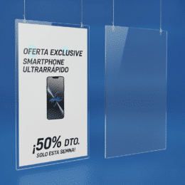 portacarteles de metacrilato colgantes