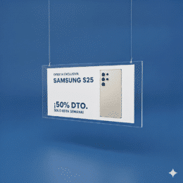 portacarteles de metacrilato colgantes horizontal