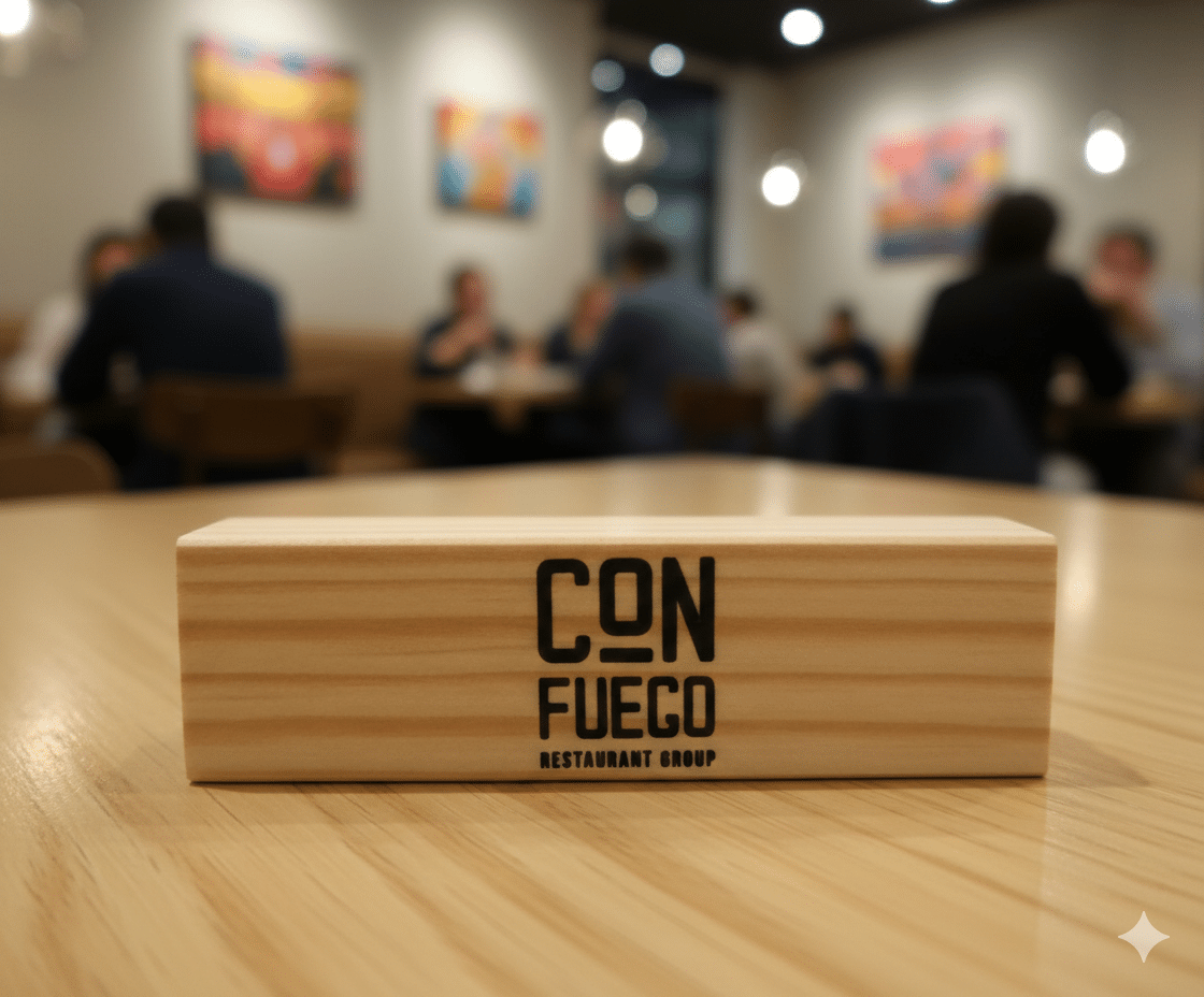 Base de madera personalizable para portamenús