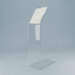 Portacarteles de pie plexiglás A4 transparente