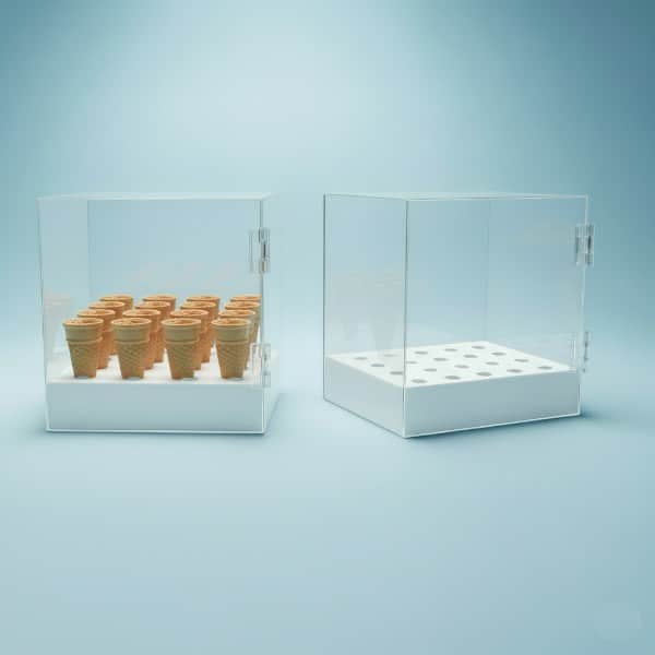 Caja de metacrilato para cucuruchos de helado