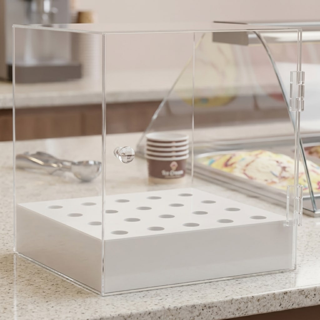 Caja de metacrilato para cucuruchos de helado