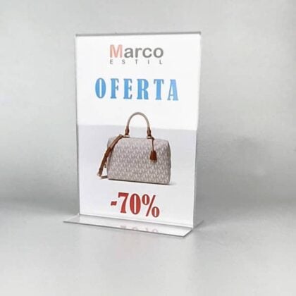 Portacarteles de metacrilato de sobremesa