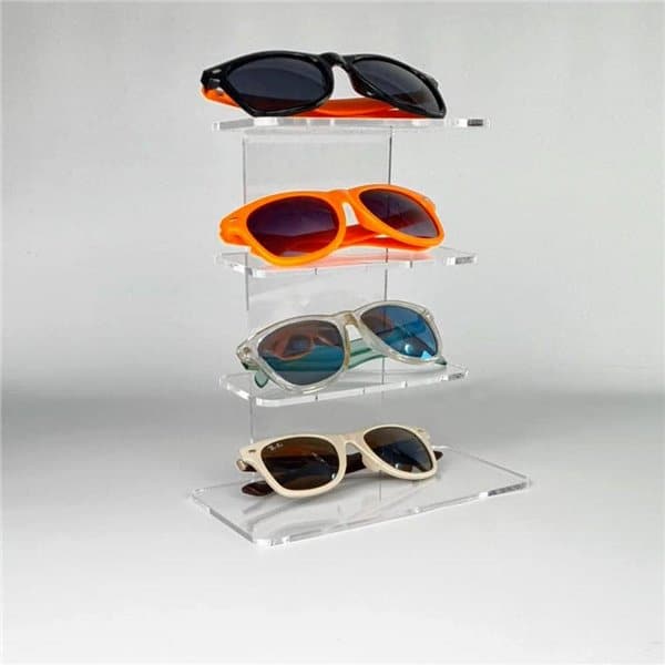 Expositor de metacrilato para 4 gafas alto 20.5 cm