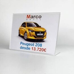 Portacarteles de metacrilato inclinado A3 horizontal