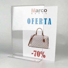 Portacarteles de metacrilato vertical a dos caras  A4