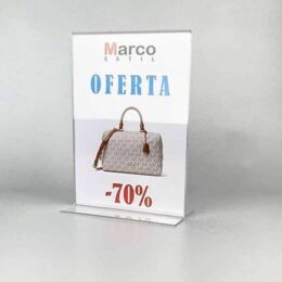 Portacarteles de metacrilato vertical a dos caras  A4