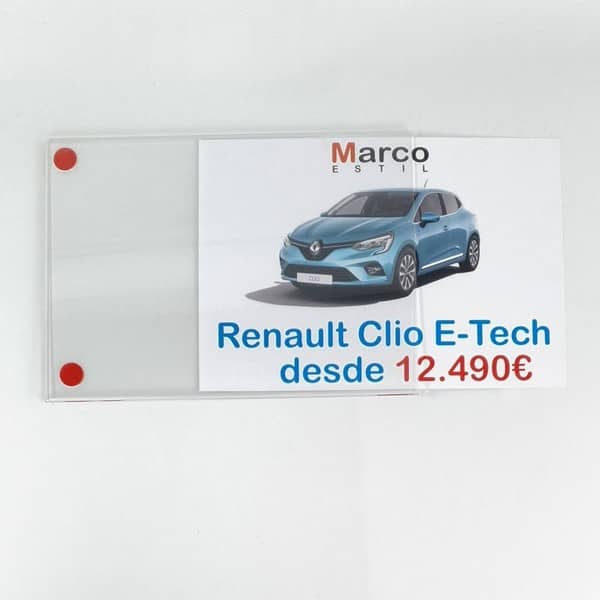 Portacarteles de metacrilato adhesivo Sandwich A2 Horizontal
